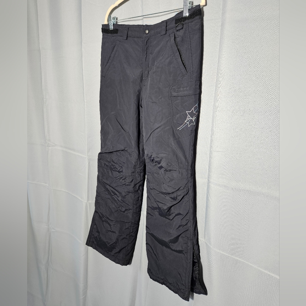 Land’s End VTG Black STARS Insulated Winter Waterproof Ski Snow Pants Size 16